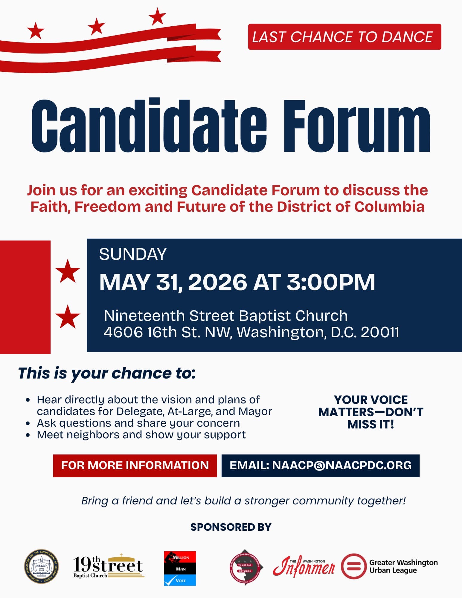 Candidate Forum — DC Delegate to Congress, Mayor & DC Council
